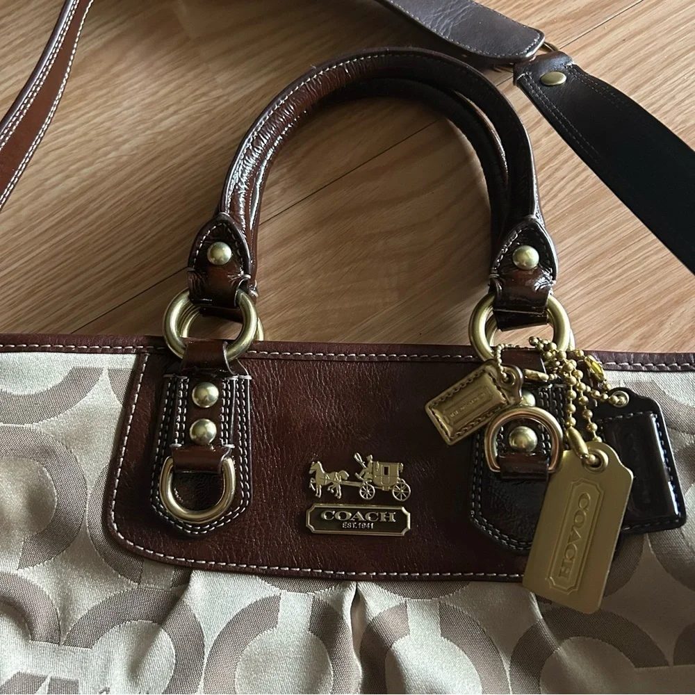 Coach Madison Julianne Op Art Brown Tote Satchel Bag